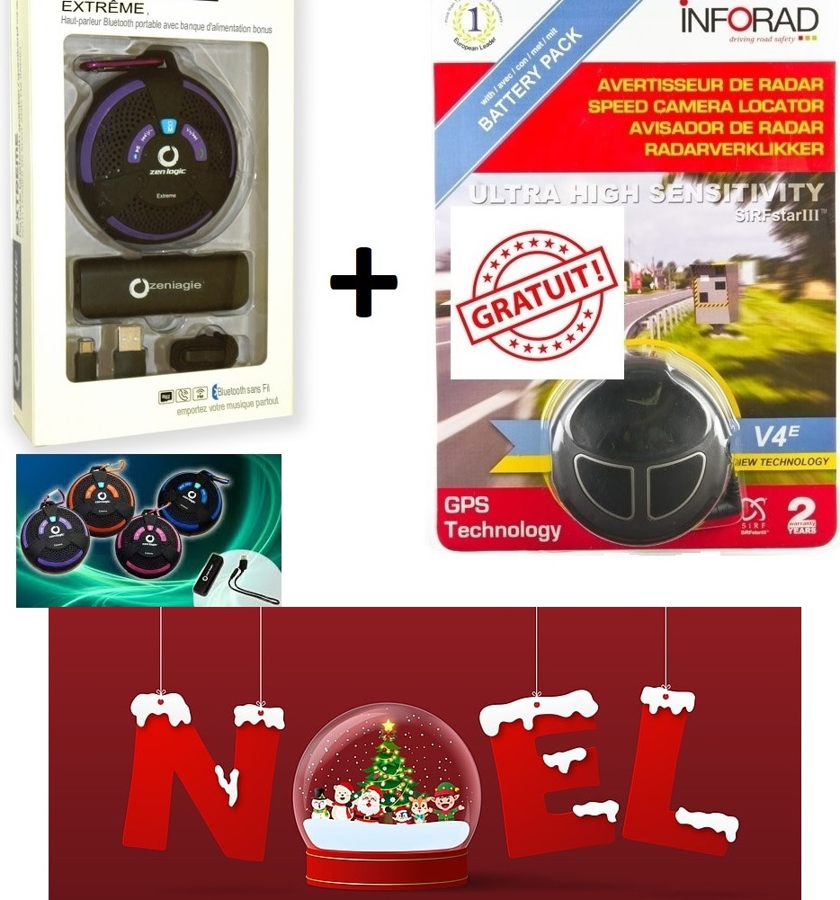 Enceinte Bluetooth Zenlogic avec GPS Inforad v4E+Batterie GRATUIT - Noel Offre